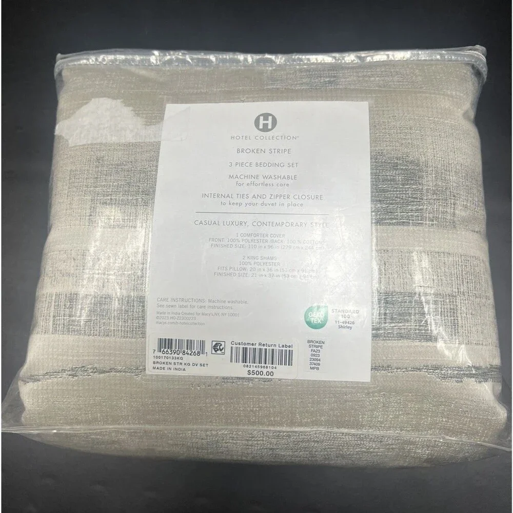 Hotel Collection Broken Stripe KING Duvet & Shams Set $500